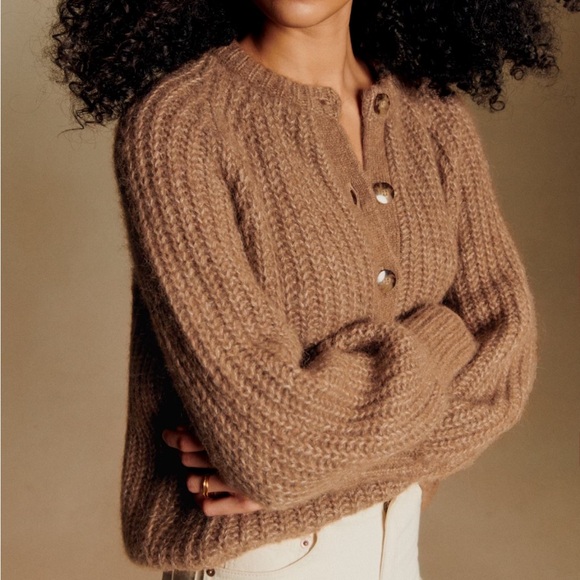 Sezane Sweaters - Sezane Emile Cardigan - Mottled Camel, M